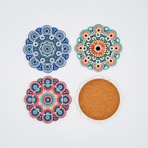 ceramic coaster round 8 petals