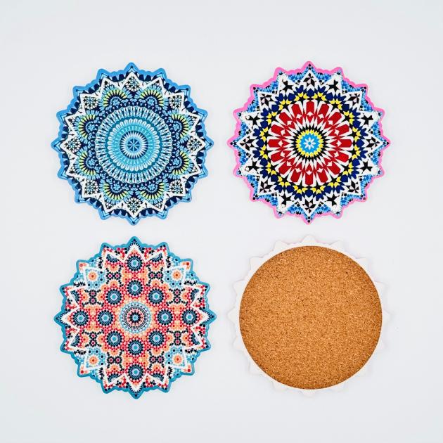 Home ceramic coaster round 16 horns