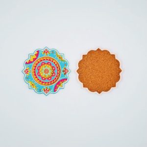 Home ceramic coaster round 8 horns 8 petals