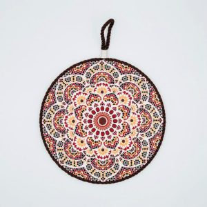 ceramic pot mat round with mandala emboss