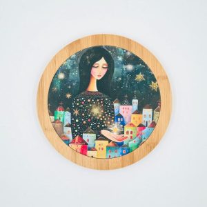 ceramic pot mat round with bamboo penal