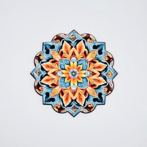 ceramic pot mat round 8 horns 8 petals