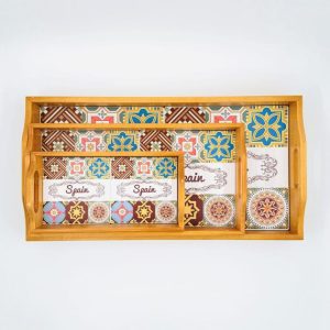 ceramic tray piece up wooden tray