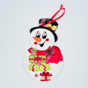 ceramic pendant snowman with ribbon