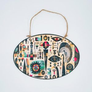 ceramic pendant ellipse with 2 holes and hemp rope