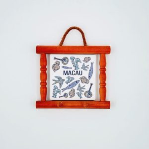 ceramic pendant square with wooden frame hook
